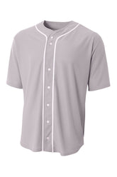 A4 Short Sleeve Full-Button Baseball Top - Grey - S